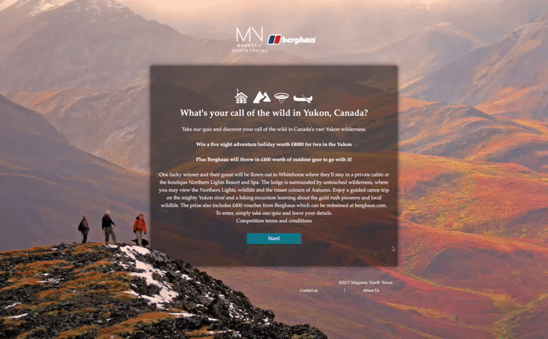 Dot.vu Interactive Content Platform - Customer Examples - Magnetic North Travel - What's your call of the wild? 